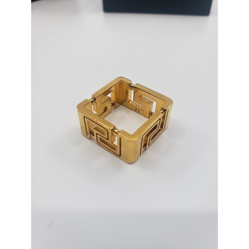 MEN’S Versace Gold Ring Greca Pattern US size 9 IT 21 Brass Made In Italy